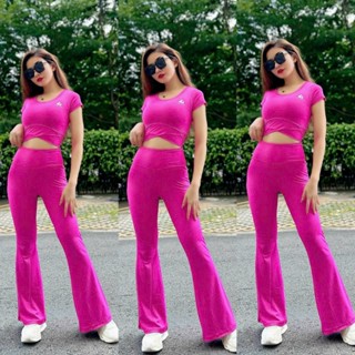 Bộ Đồ Tập Thể Thao Nữ Áo Croptop Quần Loe Tập Gym Yoga Aerobic Đồng Phục Tế Cao Cấp Nhiều Màu