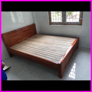 Giường gỗ sồi thời thượng gọn gàng, giường ngủ gỗ ngẫu nhiên 1m6x2m, 1m8x2m - bh 12