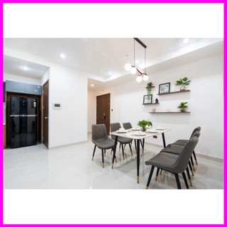 Bàn ăn 6 ghế mặt đá ceramic, bàn ăn 6 ghế thông thái thời thượng - bàn ăn căn hộ BH 12 tháng - thi công bên trong