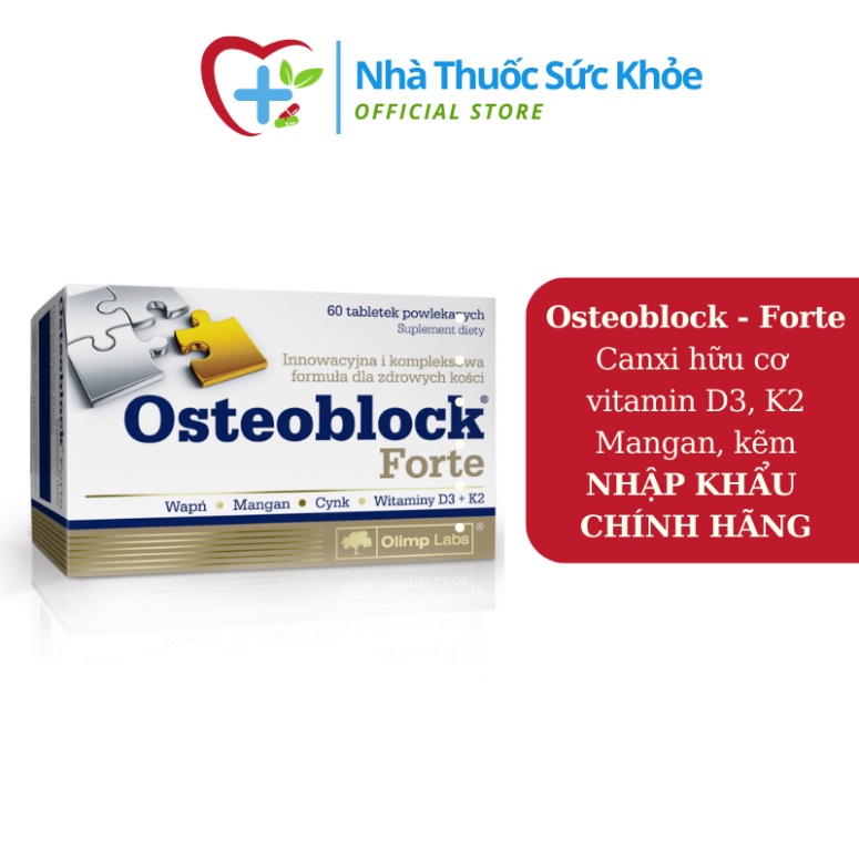 (Hộp 60 viên) Canxi hữu cơ Chelate Osteoblock Forte Olimp Labs (Nhập khẩu Balan) Pharmacity