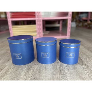 Set 3 hộp trụ tròn cắm hoa xanh coban