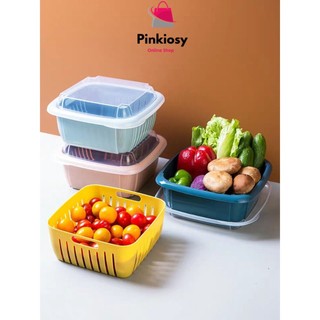 PVN14974 Rổ kèm chậu rửa trái cây/rau có nắp đa năng tiện ích T2