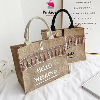 Pvn16884 túi cói hello weekend mẫu mới siêu hot t2