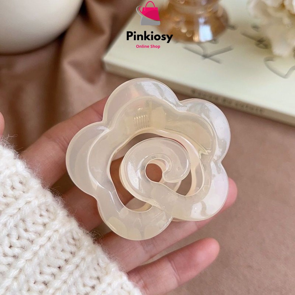PVN61802 Kẹp Tóc Móng Vuốt Hình Hoa Trà Trong Suốt 1K Thời Trang Cho Nữ T2