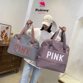 PVN45567 Túi xách du lịch cỡ lớn 2 tầng pink, túi du lịch đa năng nam nữ đựng quần áo mỹ phẩm
