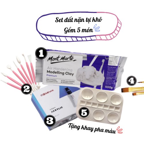 [Sẵn-HCM] Set đất nặn tự khô Mont Marte