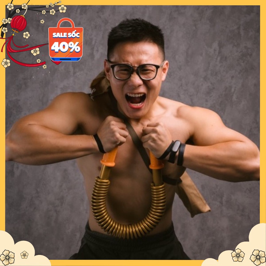 Gậy Lò Xo Vàng HAOYING GOLD thép Đức Thanh Tập Cơ Tay (ĐỒ LONG ĐAO 100KG) (TặngChibi)