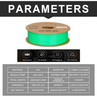 Nhựa in 3D PLA/PLA+【R3D】màu Xanh lá phản quang / Fluorescent Green - Nhựa sợi FDM in 3D chất lượng cao chính hãng R3D