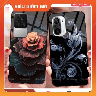Ốp Xiaomi K40 , K40 GAMING , K50 , K50 GAMING lưng kính cường lực hoa lá .