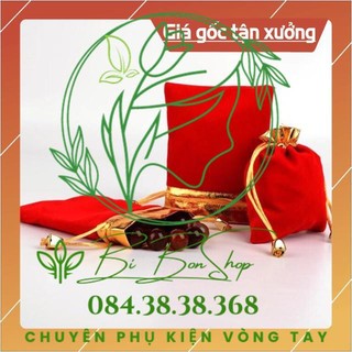 Combo 100 túi nhung đỏ dây vàng kt 10* 13cm