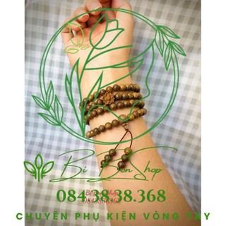 Vòng tay gỗ trầm tốc mix hoa sen