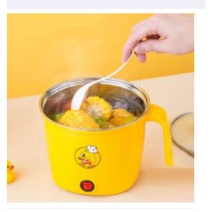 Nồi nấu mì  màu vàng họa tiết con vịt- nấu ăn nhanh chóng và thuận tiệntiện lợi có kèm xửng hấp inox