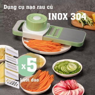 Dụng cụ nạo,Cắt rau củ quả 5 lưỡi dao inox 304 không gỉ - Dao gọt hoa quả,Tay cầm nắm tránh đứt tay thông minh,Đa năng
