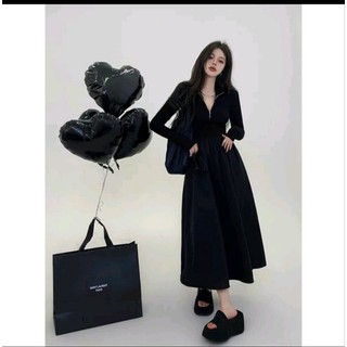 đầm xòe dáng dài kéo khóa tay dài bigsize 40-120kg tôn dáng sang chảnh