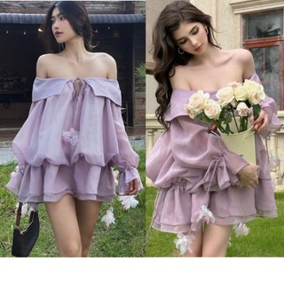 Đầm trễ Vai Bánh Bèo TYLANSTORE Áo Tím Chất Liệu Tơ Nến Cao Cấp Đẹp Quyến Rũ ,Sang Trọng - Đầm Thiết Kế M15 TH