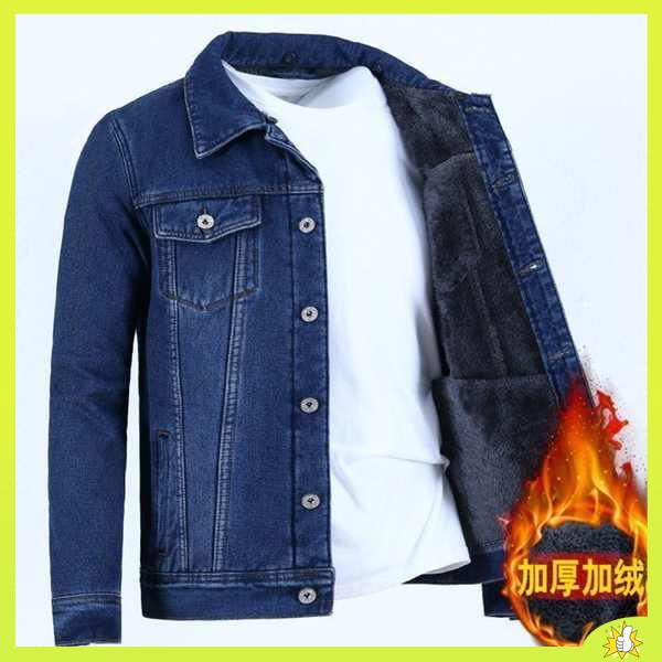 áo khoác nam áo khoác mùa đông Áo khoác denim dày, áo khoác giữ ấm mùa thu đông, áo khoác rộng thùng thình, áo khoác denim, áo len mùa đông.