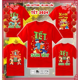 Áo thun tết sum vầy 2024, áo thun  gia đình tết sum vầy 2024 giáp thìn năm con rồng, áo thun tết 2024 unisex