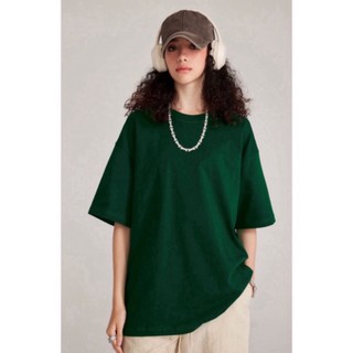 Áo thun trơn nữ form rộng vải cotton cổ hình tròn trụ trụ in basic