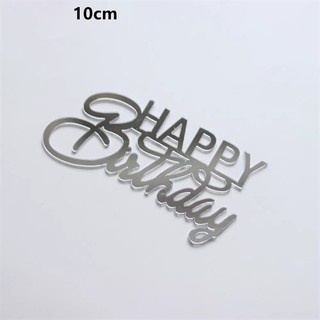 Que cắm HPBD mica mẫu mới 16 chữ bạc Happy in nhỏ