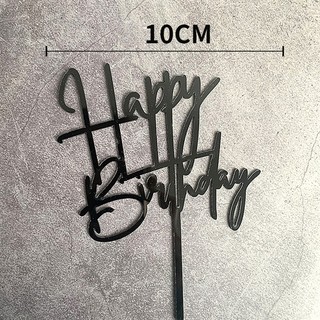 Topper mica HPBD chữ thường dài đen