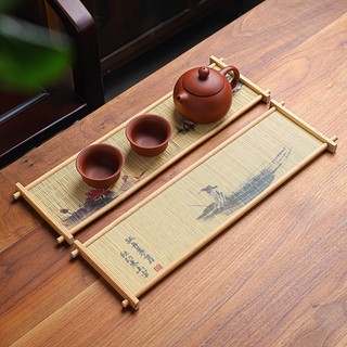 Khay tre, Chiếu mành tre, trúc trải lót ấm chén bàn trà đạo