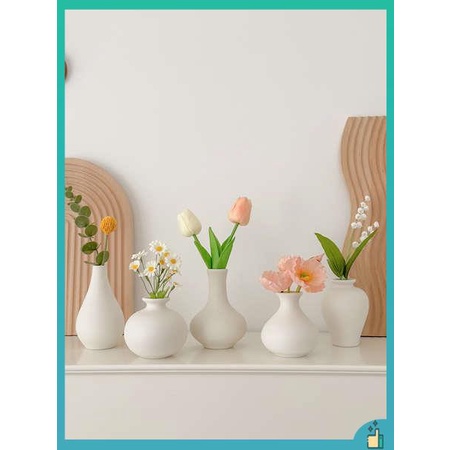 bình hoa bình hoa decor Lưới đỏ kiểu Pháp cổ điển màu trắng mini gốm sứ nhỏ bình hoa cảm giác cao cấp nhỏ bình hoa trang trí phòng khách cắm hoa giả hoa