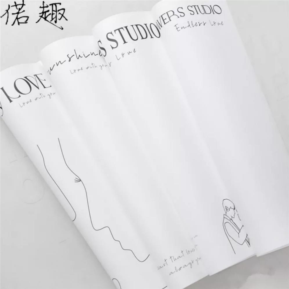 Tập 20 giấy gói hoa chữ LOVE studio khổ 30*40cm