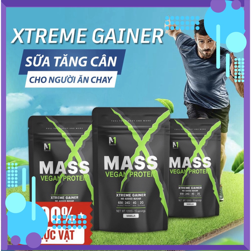 Sữa tăng cân tăng cơ thuần thực vật - Mass vegan protein  1 túi + Bình Lắc