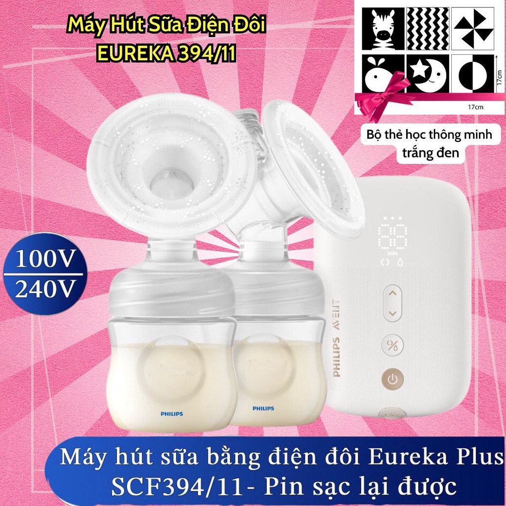 (Quà bộ thẻ học thông minh) Aven.t Máy Hút Sữa Điện Đôi EPLUS 394.11 có tích điện - Bảo hành 1 năm