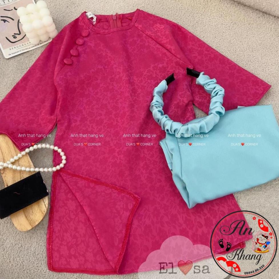 Áo Dài Cách Tân bé gái- Set Áo Dài Cúc Bọc(Tặng Kèm Bờm Tóc) Siêu Xinh Cho Bé 1-8 Tuổi [AnKhang88]