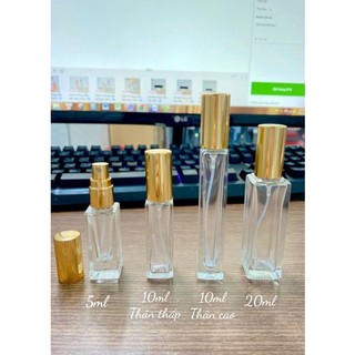 Chai lọ chiết nước hoa thủy tinh vuông 5ml 10ml 20ml 30ml/ lọ đựng dầu thơm 20ml