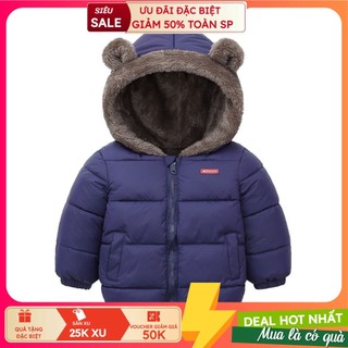 Áo phao lót lông cho bé trai bé gái, áo khoác lót lông mặc được 2 mặt cho bé 8-30kg