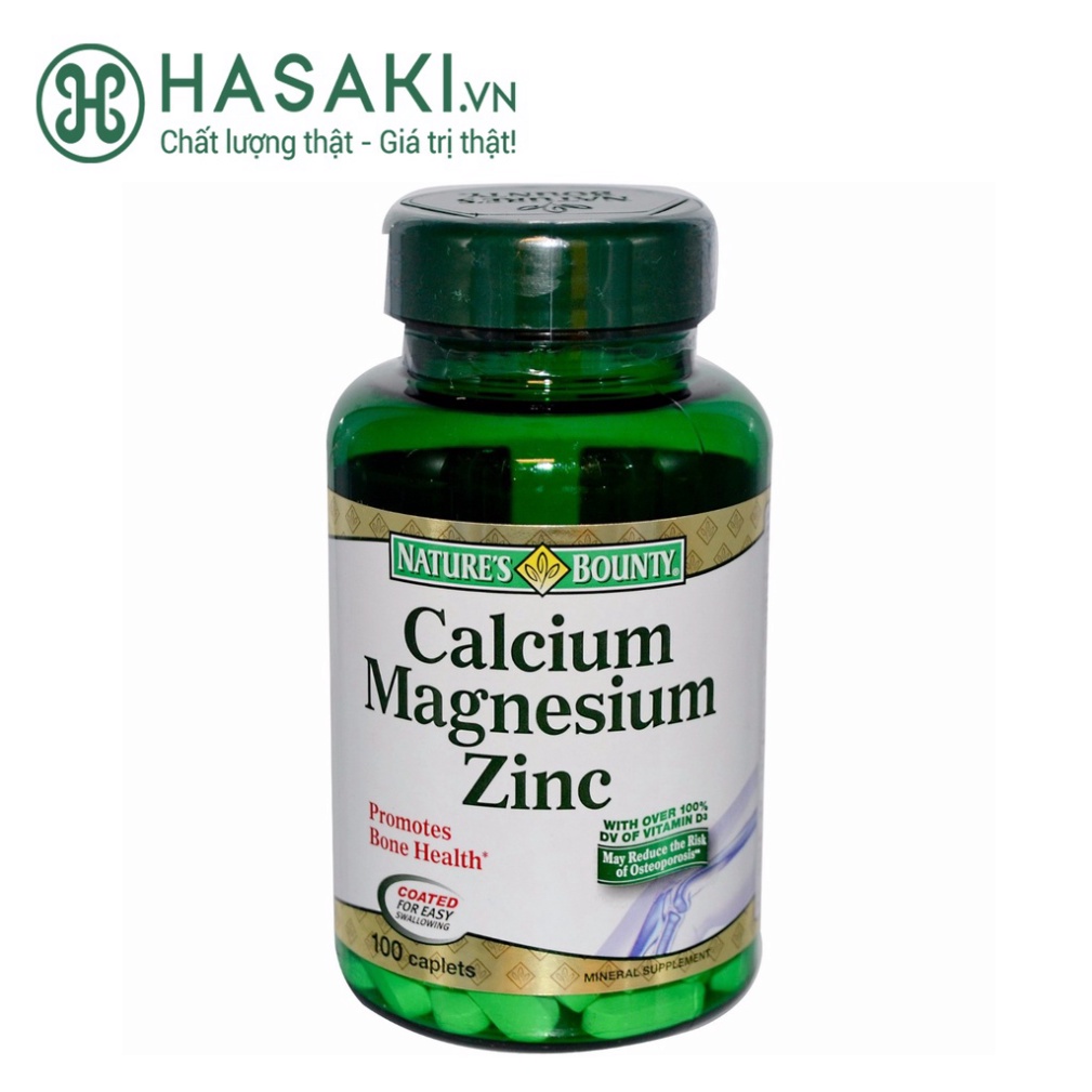 Chính hãng Viên Uống Nature's Bounty Bổ Sung Canxi Calcium Magnesium Zinc 100 Viên