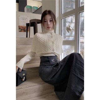 Set áo len kèm áo choàng tách rời ôm body