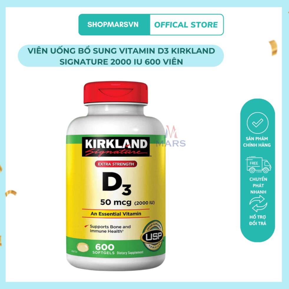 Viên uống bổ sung Vitamin D3 Kirkland Signature 2000IU 600 viên date 2026 - Marsshopvietnam