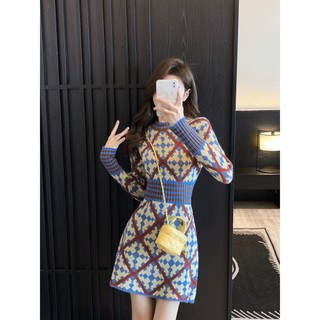 Đầm Dệt Kim Tay Dài Dáng Ôm Thời Trang Thu Đông Dành Cho Nữ