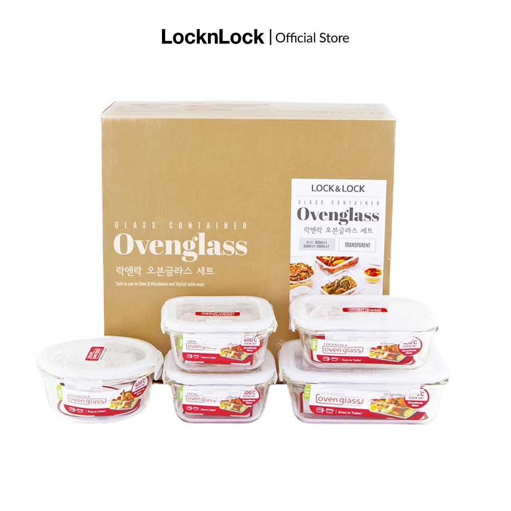 Bộ 5 hộp thủy tinh L&L Euro (LLG214*2, LLG428*1, LLG831*1, LLG445*1) LLG214S5