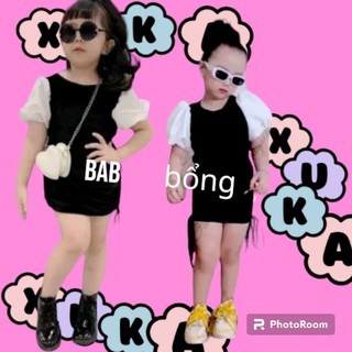 Đầm body rút tay trắng phồng xinh cho bé