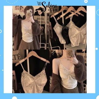 Áo bra nữ nhung ren áo bra ren 2 dây nhung nhũ cổ v ôm body quyến rũ siêu hot 534 ngocphanminhkhoi