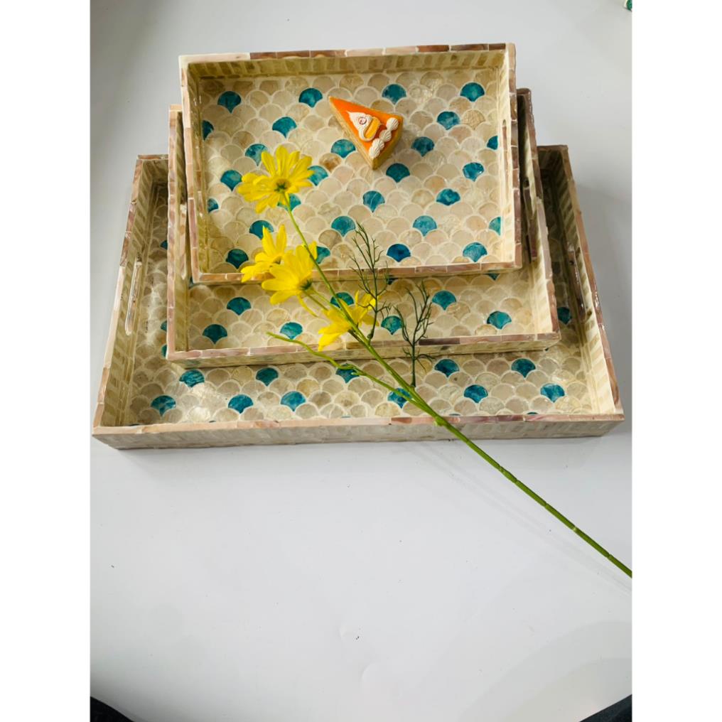 ( HOT SALE) Khay khảm trai sơn mài decor, khay trà chống thấm nước tốt, thân thiện môi trường
