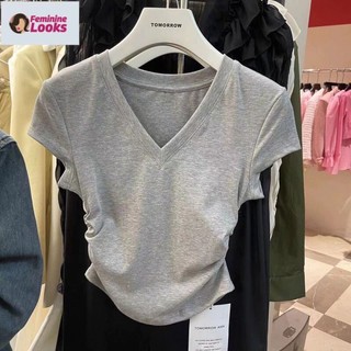 Áo thun nữ cổ tim chất cotton kiểu basic AS184