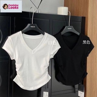 Áo thun nữ cổ tim chất cotton kiểu basic AS184