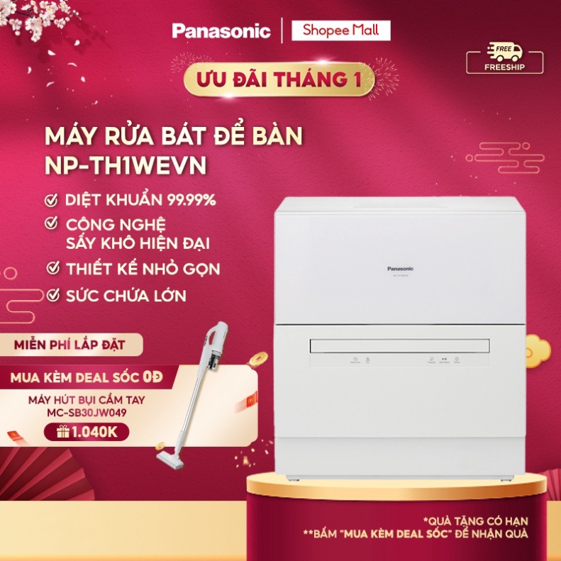 (( Máy rửa bát để bàn Panasonic NP-TH1WEVN - Có chức năng sấy khô