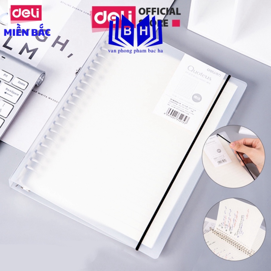 Sổ tay còng A5 Deli kèm lõi kẻ ngang - 60 trang - HA560