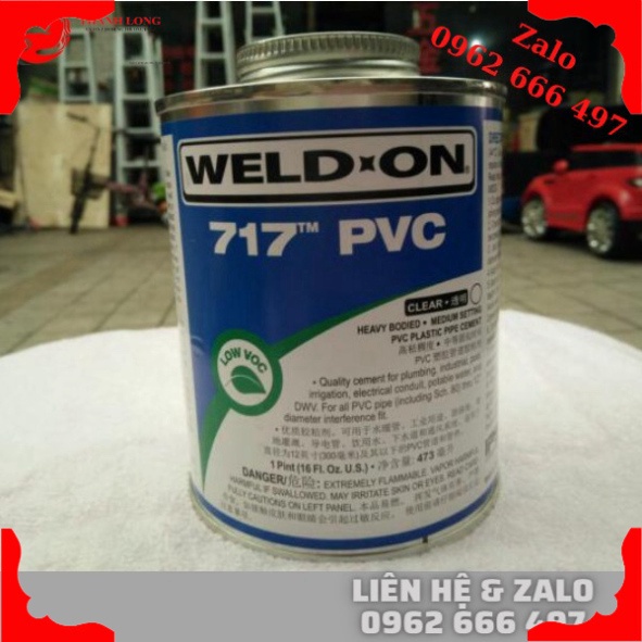 - Keo dán ống PVC Weld on 717, Màu xám , màu trong , đóng gói 473ml và 946ml