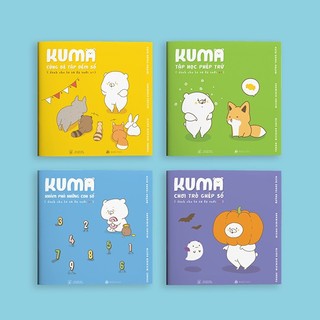 Sách ehon - Set 4 cuốn Kuma làm quen với môn Toán - dành cho trẻ từ 2-6 tuổi (Tặng hướng dẫn học chơi cùng con)
