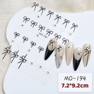 Sticker nơ lụa đính đá tomoni cao cấp dán móng siêu xinh