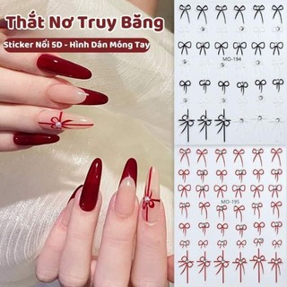 Sticker nơ lụa đính đá tomoni cao cấp dán móng siêu xinh