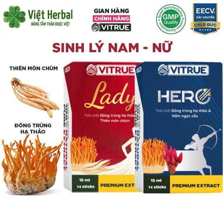 Combo Tăng Cường Sinh Lý Nam Nữ Bằng Dược Liệu Thiên Nhiên, Vitrue Hero, Vitrue Lady