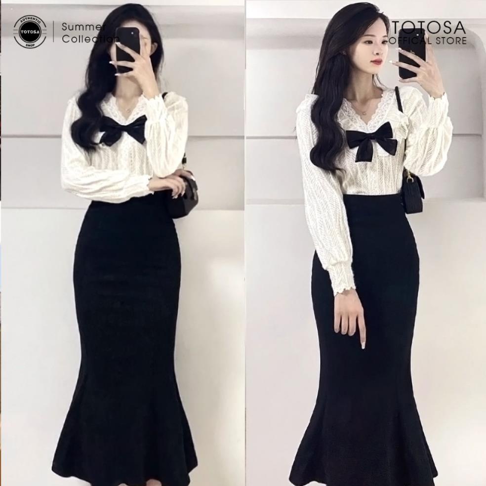 Chân váy đuôi cá dáng dài, váy đuôi cá xòe dáng Midi ôm dáng cực xinh co giãn phong cách Công Sở Hàn Quốc - TOTOSA